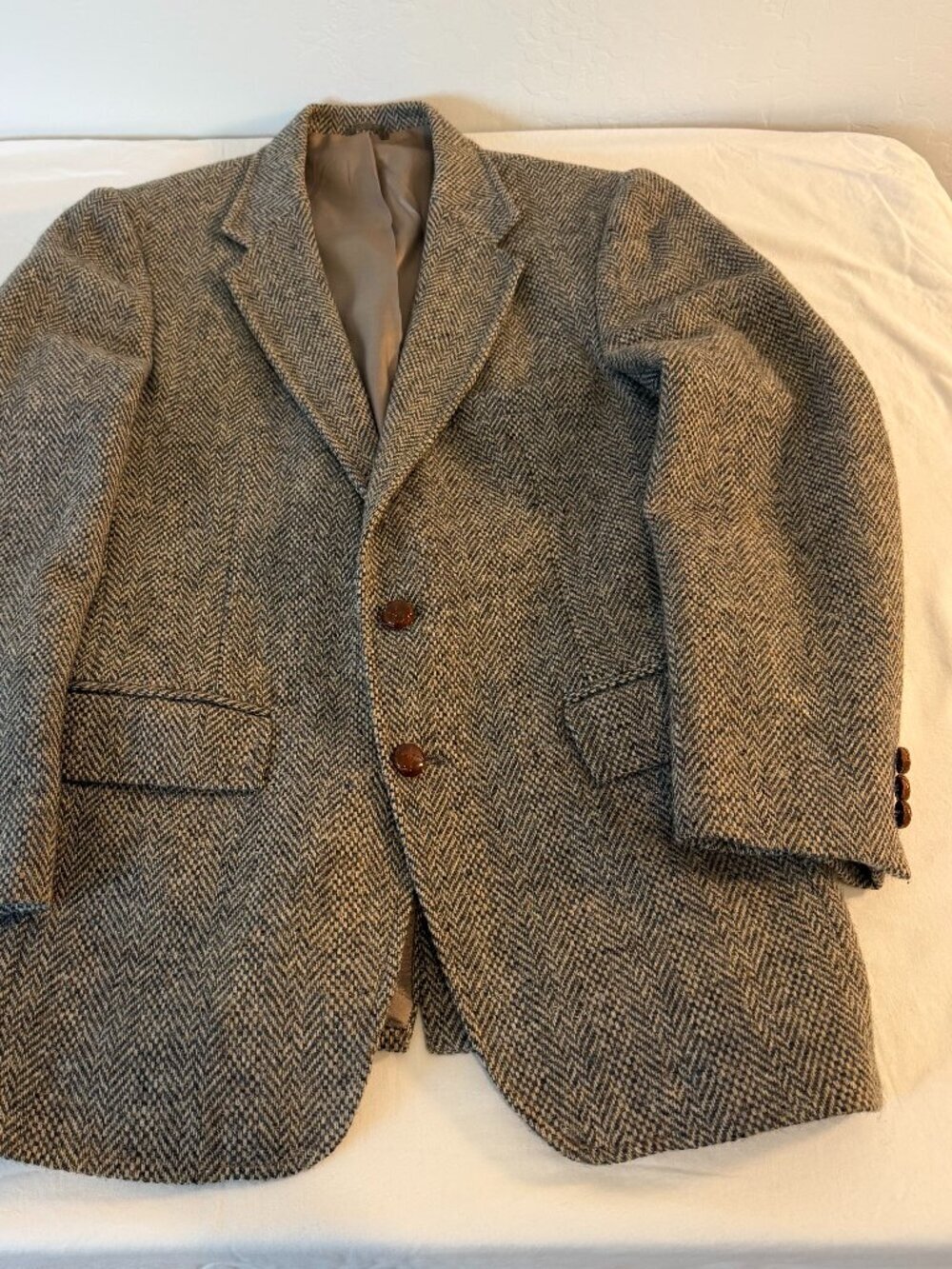 Vintage Levi's Menswear Gray Herringbone 100% Wool Sport Coat Blazer USA